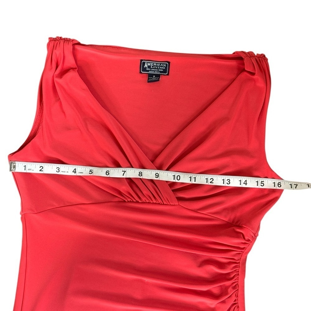 American Living Red Ruched Wrap Cocktail Dress - Picture 6 of 8
